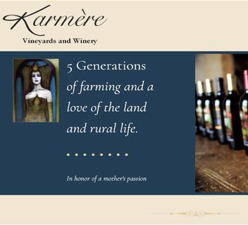 Karmere Wines homepage segment